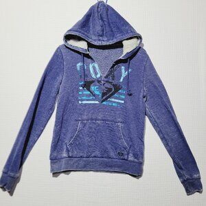 Roxy Women's Large Purple Blue Cool Cozy Hoodie L Fuzzy